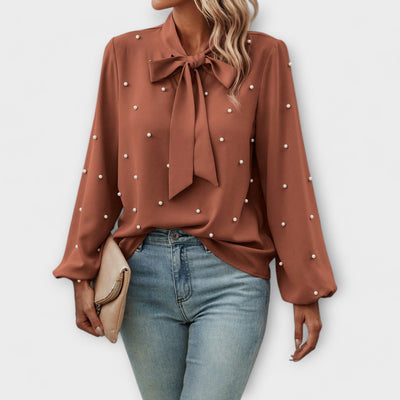 Sophie™ Elegant Blouse with Pearl Details and Bow