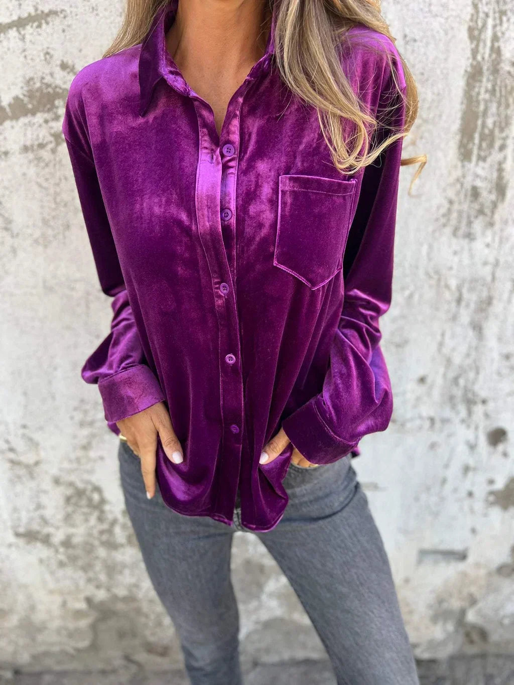 Catherine™ - Elegant Velvet Blouse