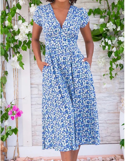 Elira™ - Button-Front Midi Dress
