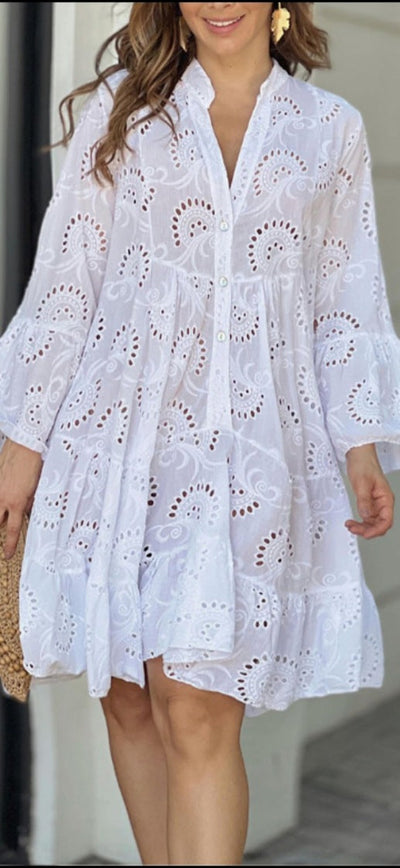 Emma™ – Embroidered Tiered Mini Dress