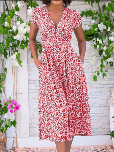 Elira™ - Button-Front Midi Dress