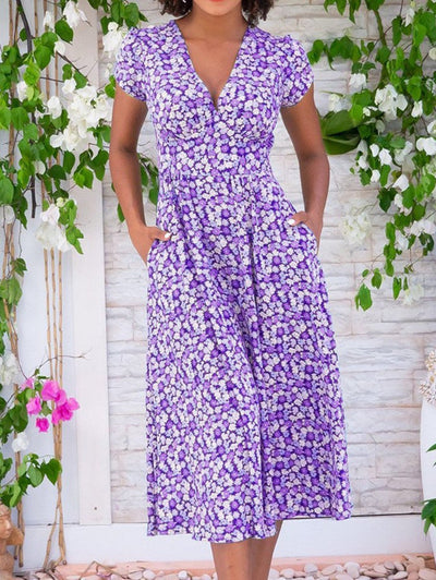 Elira™ - Button-Front Midi Dress
