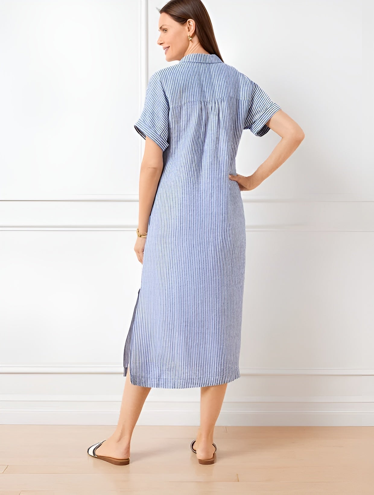 Florine™ Flattering Striped Shirtdress