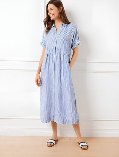 Florine™ Flattering Striped Shirtdress