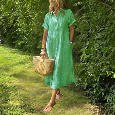 Florine™ Flattering Striped Shirtdress