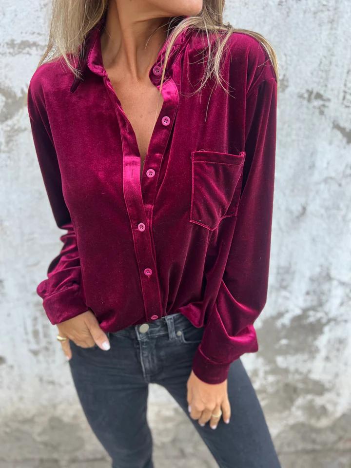 Catherine™ - Elegant Velvet Blouse