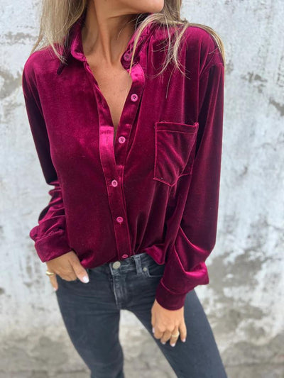Catherine™ - Elegant Velvet Blouse