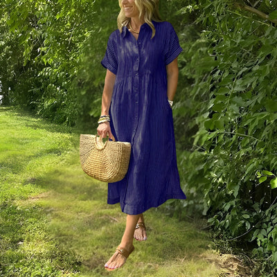 Florine™ Flattering Striped Shirtdress