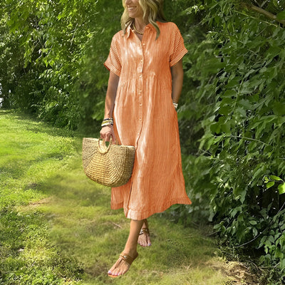 Florine™ Flattering Striped Shirtdress