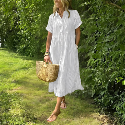 Florine™ Flattering Striped Shirtdress