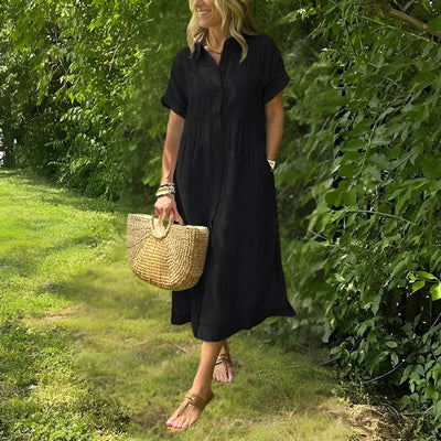 Florine™ Flattering Striped Shirtdress